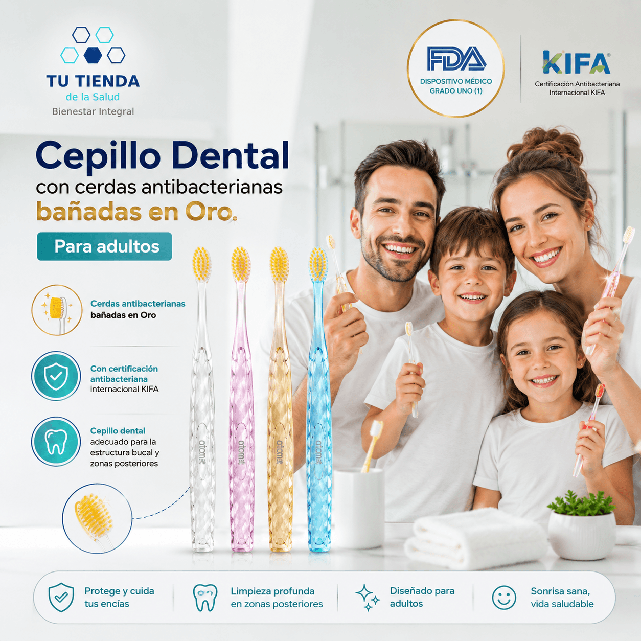 Cepillo Dental Antibacteriano para Adultos